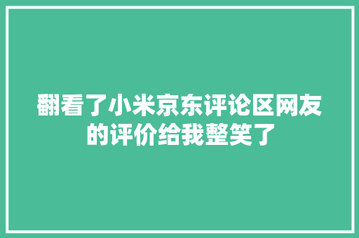 翻看了小米京东评论区网友的评价给我整笑了