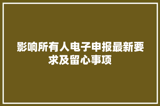 影响所有人电子申报最新要求及留心事项