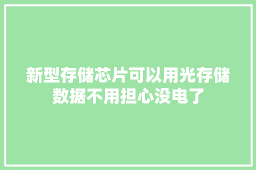 新型存储芯片可以用光存储数据不用担心没电了