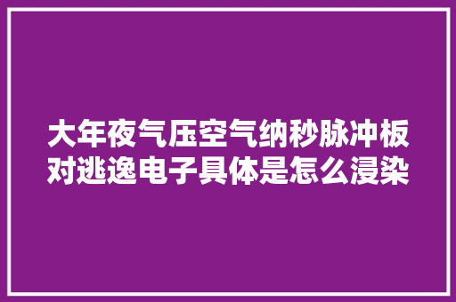 大年夜气压空气纳秒脉冲板对逃逸电子具体是怎么浸染的？