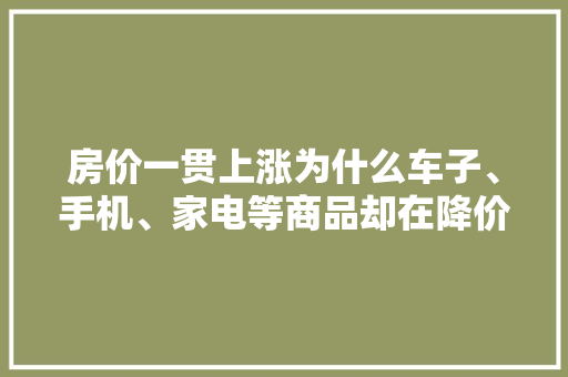 房价一贯上涨为什么车子、手机、家电等商品却在降价？
