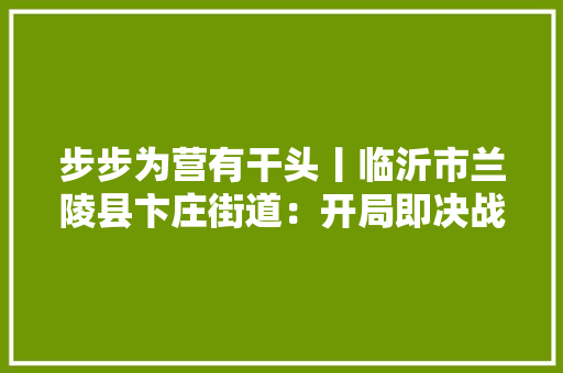 步步为营有干头丨临沂市兰陵县卞庄街道：开局即决战 冲刺开门红
