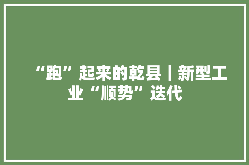 “跑”起来的乾县｜新型工业“顺势”迭代