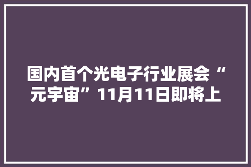 国内首个光电子行业展会“元宇宙”11月11日即将上线