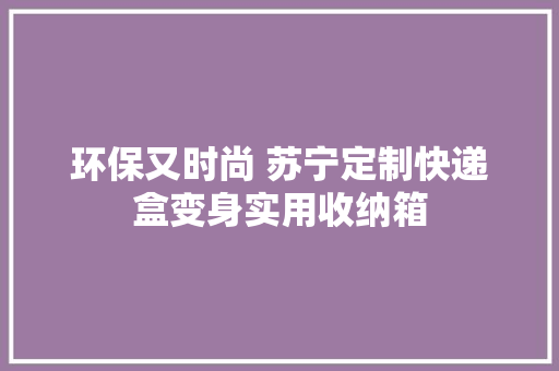 环保又时尚 苏宁定制快递盒变身实用收纳箱