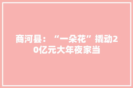 商河县：“一朵花”撬动20亿元大年夜家当