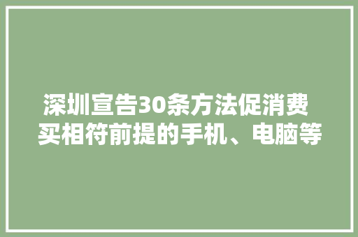 深圳宣告30条方法促消费 买相符前提的手机、电脑等补贴15% 深圳宣告30条方法促消费 买相符前提的手机、电脑等补贴15% 智能家居