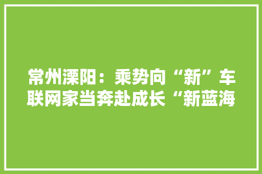 常州溧阳：乘势向“新”车联网家当奔赴成长“新蓝海”