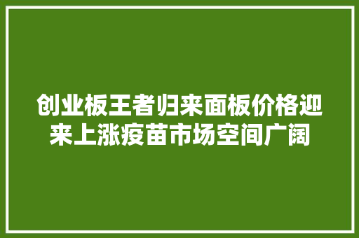 创业板王者归来面板价格迎来上涨疫苗市场空间广阔