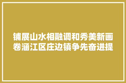 铺展山水相融调和秀美新画卷涵江区庄边镇争先奋进提升村落振兴“镇”能量