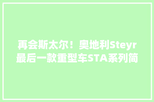 再会斯太尔！奥地利Steyr最后一款重型车STA系列简介,斯太尔重卡。