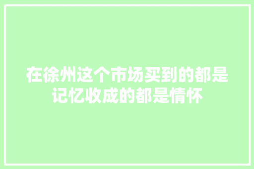 在徐州这个市场买到的都是记忆收成的都是情怀,宣武医院。