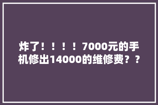 炸了！！！！7000元的手机修出14000的维修费？？？？ 炸了！！！！7000元的手机修出14000的维修费？？？？ 智能家居