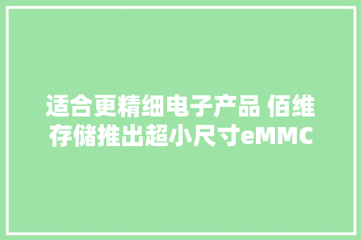 适合更精细电子产品 佰维存储推出超小尺寸eMMC