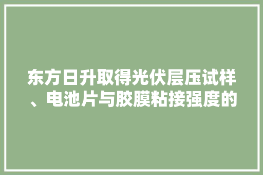 东方日升取得光伏层压试样、电池片与胶膜粘接强度的测试方法专利测试结果更精准