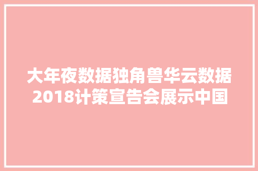 大年夜数据独角兽华云数据2018计策宣告会展示中国云力量