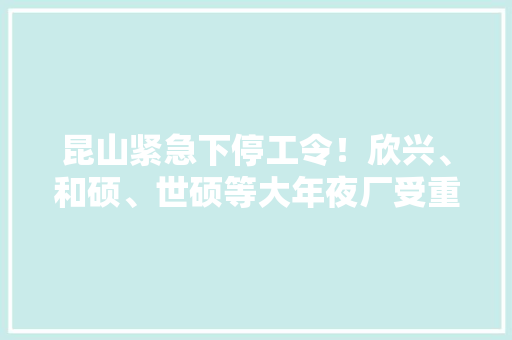 昆山紧急下停工令！欣兴、和硕、世硕等大年夜厂受重创