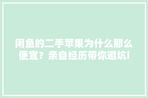 闲鱼的二手苹果为什么那么便宜？亲自经历带你避坑i7级低价骗局