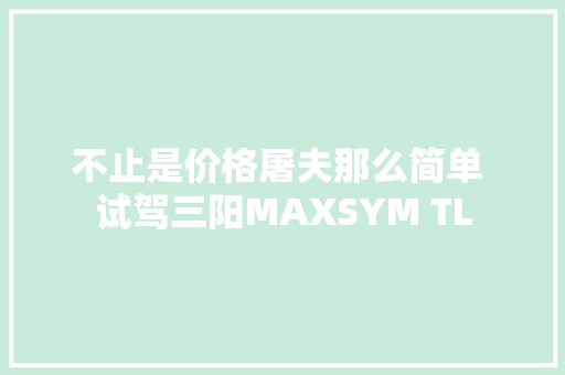 不止是价格屠夫那么简单 试驾三阳MAXSYM TL