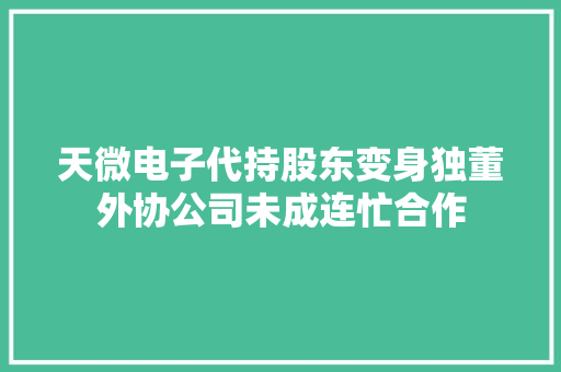 天微电子代持股东变身独董外协公司未成连忙合作