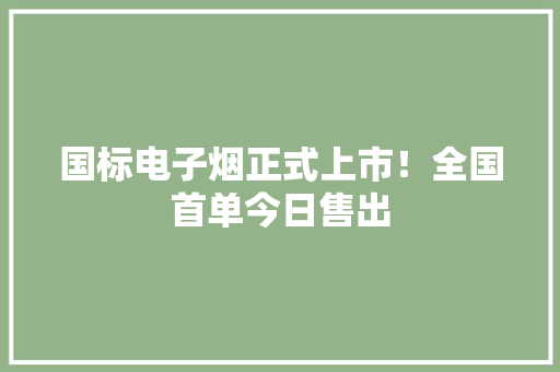 国标电子烟正式上市！全国首单今日售出