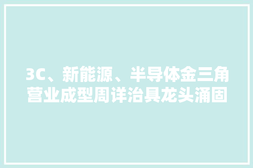 3C、新能源、半导体金三角营业成型周详治具龙头涌固高质量成长