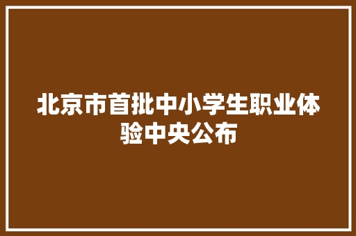 北京市首批中小学生职业体验中央公布