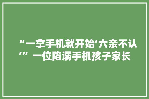 “一拿手机就开始‘六亲不认’”一位陷溺手机孩子家长的自述 “一拿手机就开始‘六亲不认’”一位陷溺手机孩子家长的自述 人工智能
