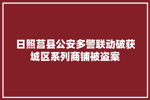 日照莒县公安多警联动破获城区系列商铺被盗案 日照莒县公安多警联动破获城区系列商铺被盗案 互联通信