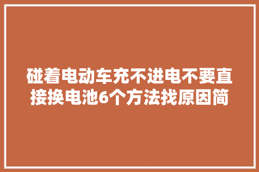 碰着电动车充不进电不要直接换电池6个方法找原因简单实用