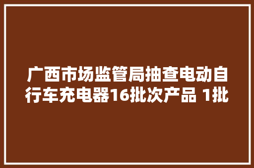 广西市场监管局抽查电动自行车充电器16批次产品 1批次不合格