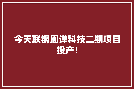 今天联钢周详科技二期项目投产！