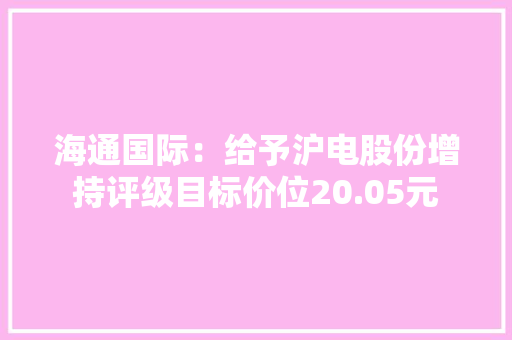 海通国际：给予沪电股份增持评级目标价位20.05元