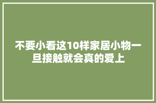 不要小看这10样家居小物一旦接触就会真的爱上
