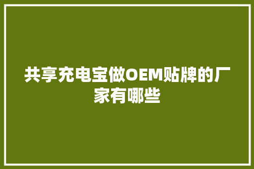 共享充电宝做OEM贴牌的厂家有哪些