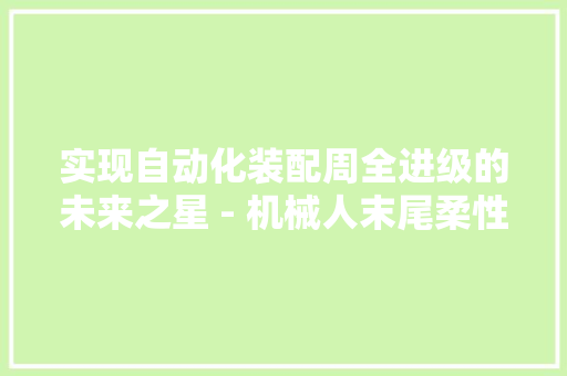 实现自动化装配周全进级的未来之星 - 机械人末尾柔性连接器