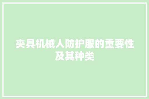 夹具机械人防护服的重要性及其种类