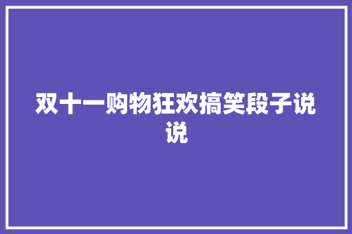 双十一购物狂欢搞笑段子说说