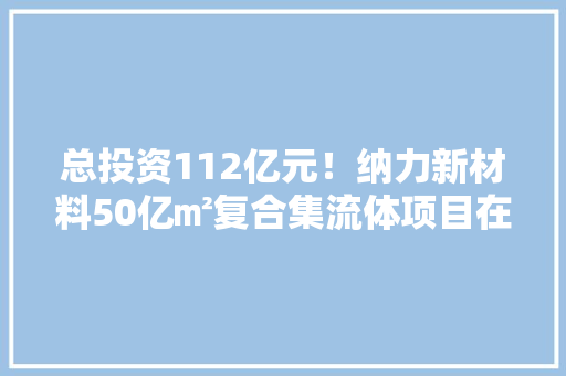 总投资112亿元！纳力新材料50亿㎡复合集流体项目在扬州开工
