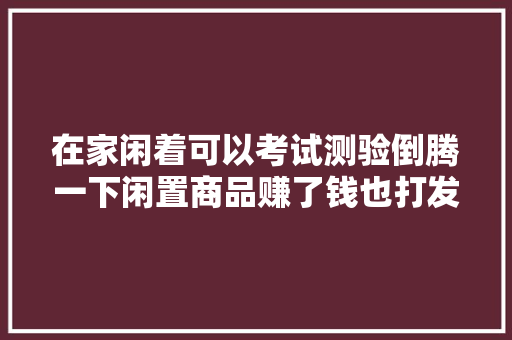 在家闲着可以考试测验倒腾一下闲置商品赚了钱也打发了时间