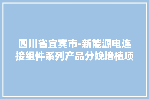 四川省宜宾市-新能源电连接组件系列产品分娩培植项目可研申报