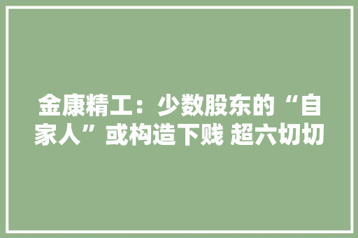 金康精工：少数股东的“自家人”或构造下贱 超六切切元交易背后售价现疑云