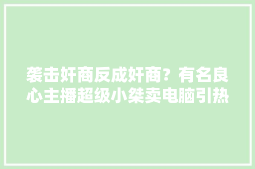 袭击奸商反成奸商？有名良心主播超级小桀卖电脑引热议！ 袭击奸商反成奸商？有名良心主播超级小桀卖电脑引热议！ 人工智能