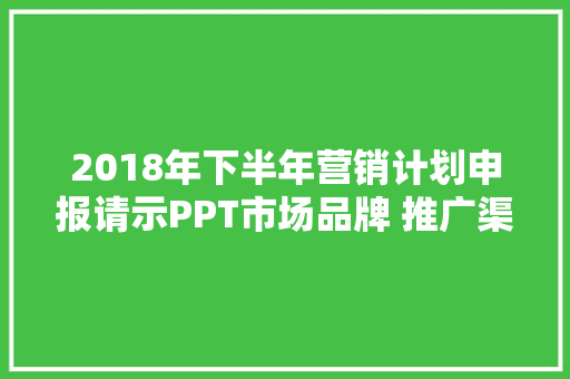 2018年下半年营销计划申报请示PPT市场品牌 推广渠道 产品 营销策略