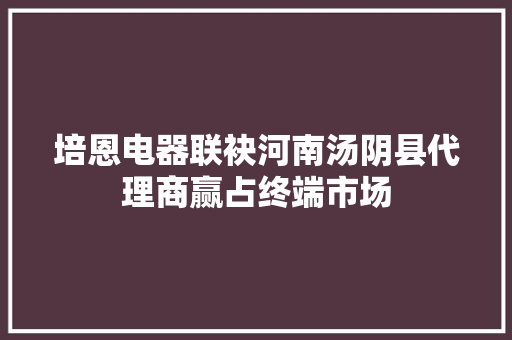 培恩电器联袂河南汤阴县代理商赢占终端市场