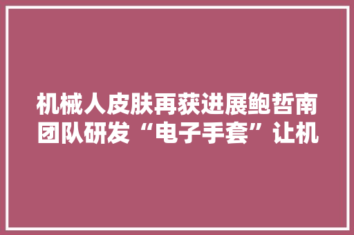 机械人皮肤再获进展鲍哲南团队研发“电子手套”让机械获得触觉 机械人皮肤再获进展鲍哲南团队研发“电子手套”让机械获得触觉 智能科技