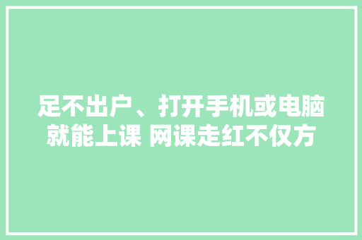 足不出户、打开手机或电脑就能上课 网课走红不仅方便还很便宜