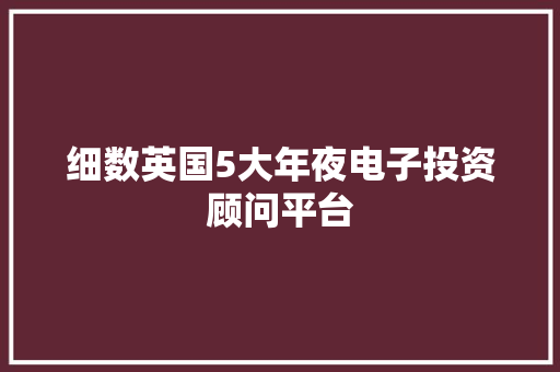 细数英国5大年夜电子投资顾问平台