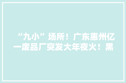 “九小”场所！广东惠州亿一废品厂突发大年夜火！黑色浓烟升腾而起