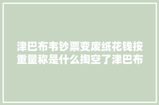 津巴布韦钞票变废纸花钱按重量称是什么掏空了津巴布韦的经济